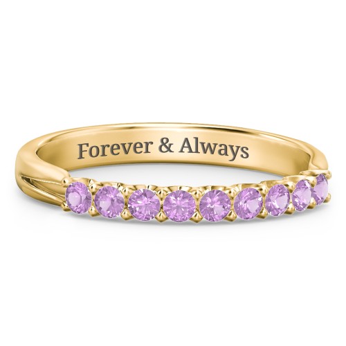 Glimmering Love Ring – 10K Yellow Gold with Amethyst