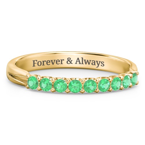Glimmering Love Ring – 10K Yellow Gold with Emerald