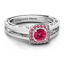 Intricate Love Ring in 925 Sterling Silver with Ruby and Red Premium Zirconia
