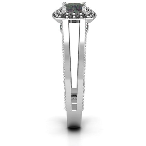 Intricate Love Ring – Sterling Silver with Alexandrite and Black Premium Zirconia