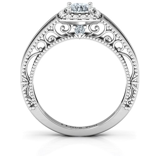 Intricate Love Ring – Sterling Silver with Cubic Zirconia and White Premium Zirconia