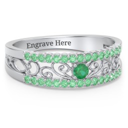 Mesmeric Love Ring in 925 Sterling Silver with Emerald and Green Premium Zirconia