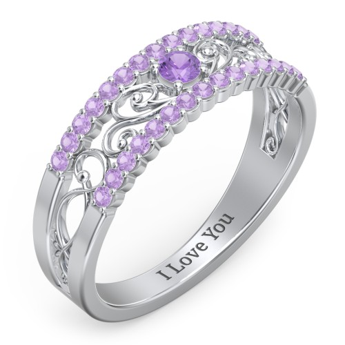 Mesmeric Love Ring – Sterling Silver with Amethyst and Amethyst Premium Zirconia