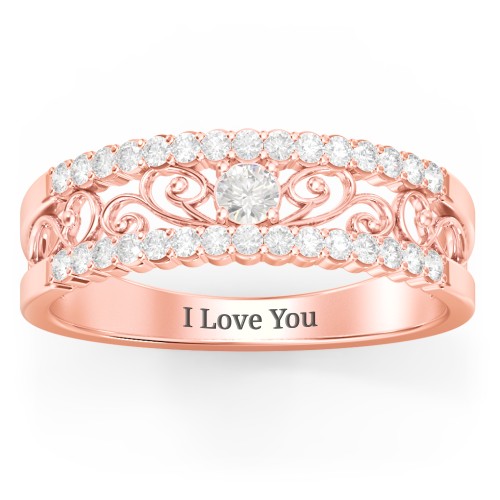 Mesmeric Love Ring – 10K Rose Gold with Cubic Zirconia and White Premium Zirconia