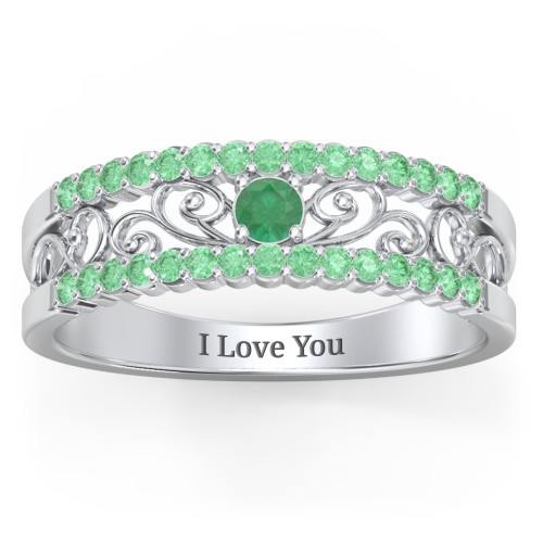 Mesmeric Love Ring – Sterling Silver with Emerald and Green Premium Zirconia