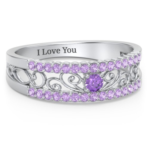 Mesmeric Love Ring – Sterling Silver with Amethyst and Amethyst Premium Zirconia