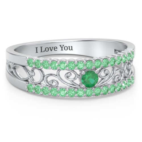 Mesmeric Love Ring – Sterling Silver with Emerald and Green Premium Zirconia