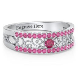 Mesmeric Love Ring in 925 Sterling Silver with Ruby and Red Premium Zirconia
