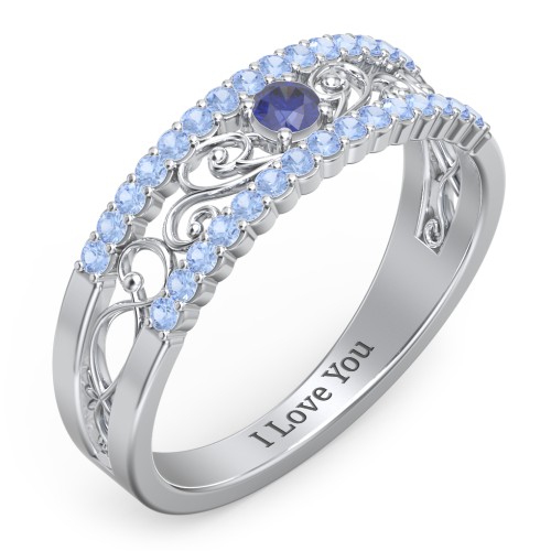 Mesmeric Love Ring – Sterling Silver with Blue Sapphire and Fancy Blue Premium Zirconia