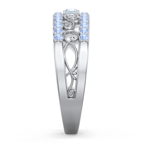 Mesmeric Love Ring – Sterling Silver with Aquamarine and Fancy Blue Premium Zirconia
