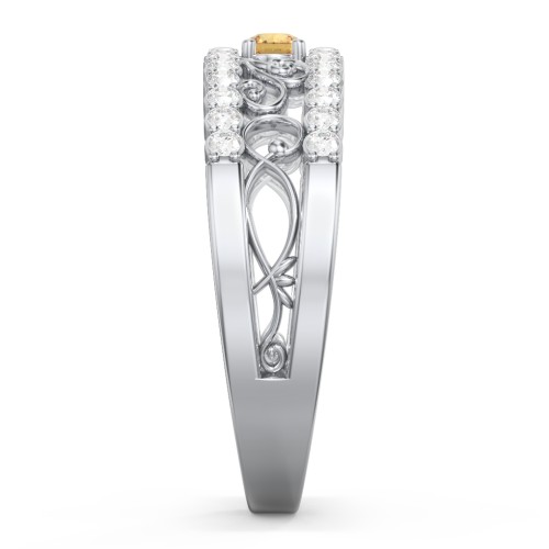 Mesmeric Love Ring – Sterling Silver with Citrine and White Premium Zirconia
