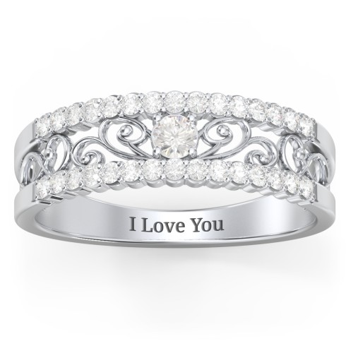 Mesmeric Love Ring – Sterling Silver with Cubic Zirconia and White Premium Zirconia