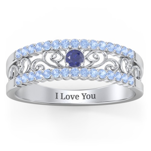 Mesmeric Love Ring – Sterling Silver with Blue Sapphire and Fancy Blue Premium Zirconia