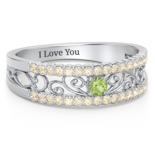 Mesmeric Love Ring – Sterling Silver with Peridot and Fancy Yellow Premium Zirconia