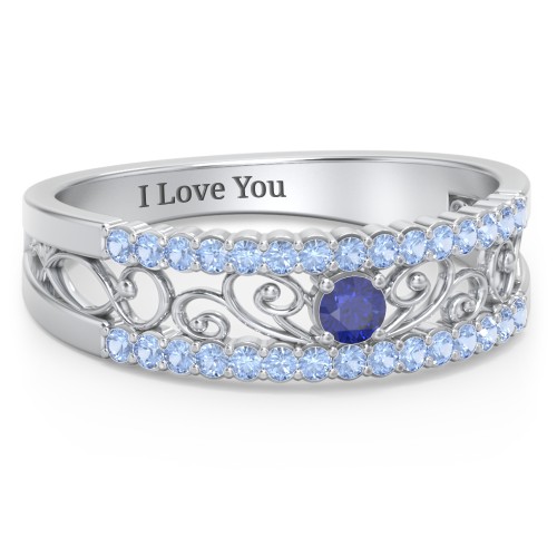 Mesmeric Love Ring – Sterling Silver with Blue Sapphire and Fancy Blue Premium Zirconia