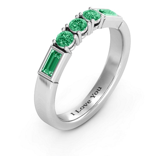 Charmed by Love Ring – Sterling Silver with Emerald