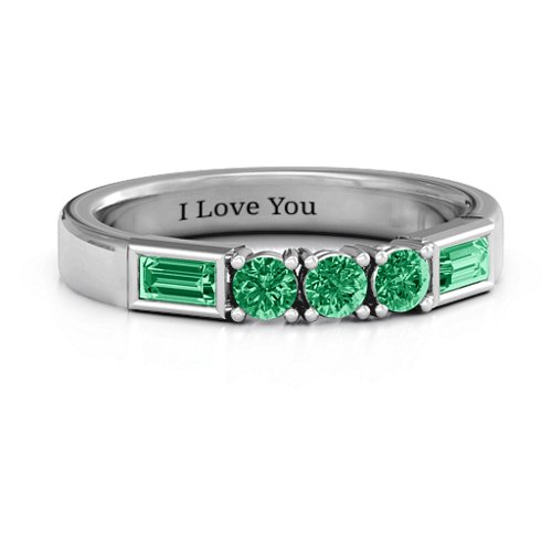 Charmed by Love Ring – Sterling Silver with Emerald