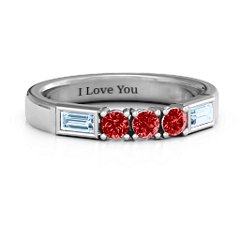 Charmed by Love Ring – 10K White Gold with Garnet and Aquamarine