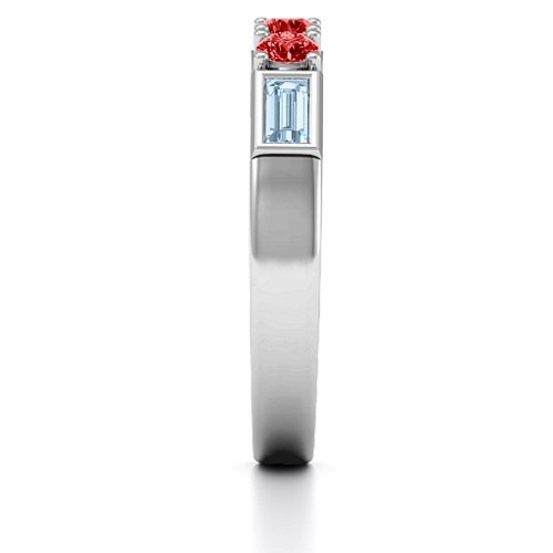 Charmed by Love Ring – 10K White Gold with Garnet and Aquamarine