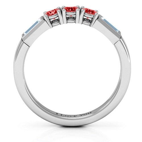 Charmed by Love Ring – 10K White Gold with Garnet and Aquamarine