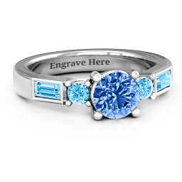 Andrea Engagement Ring in 925 Sterling Silver with Fancy Blue Premium Zirconia and Blue Topaz