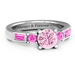 Andrea Engagement Ring in 925 Sterling Silver with Fancy Pink Premium Zirconia and Pink Tourmaline