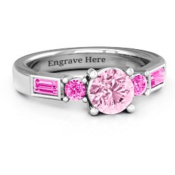 Andrea Engagement Ring in 925 Sterling Silver with Fancy Pink Premium Zirconia and Pink Tourmaline