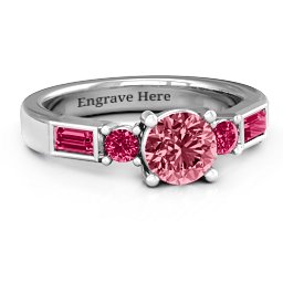 Andrea Engagement Ring in 925 Sterling Silver with Red Premium Zirconia and Ruby