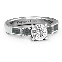 Andrea Engagement Ring in 925 Sterling Silver with White Premium Zirconia and Alexandrite