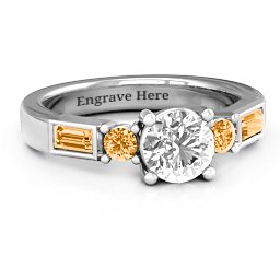 Andrea Engagement Ring in 925 Sterling Silver with White Premium Zirconia and Citrine