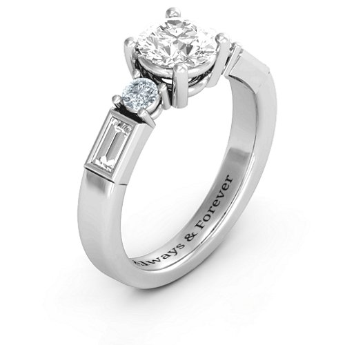 Andrea Engagement Ring – Sterling Silver with White Premium Zirconia, Cubic Zirconia, and White Sapphire