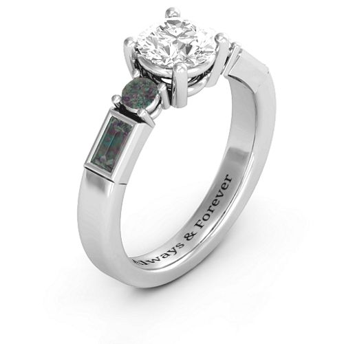 Andrea Engagement Ring – Sterling Silver with White Premium Zirconia and Alexandrite