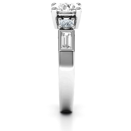Andrea Engagement Ring – Sterling Silver with White Premium Zirconia, Cubic Zirconia, and White Sapphire