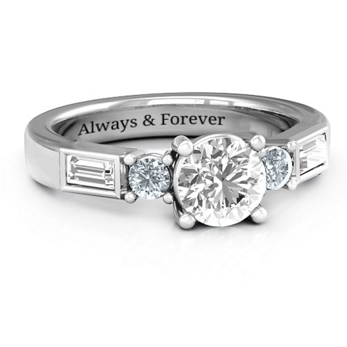 Andrea Engagement Ring – Sterling Silver with White Premium Zirconia, Cubic Zirconia, and White Sapphire