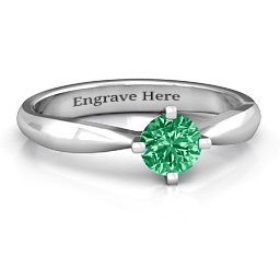 Sandra Solitaire Ring in 925 Sterling Silver with Emerald