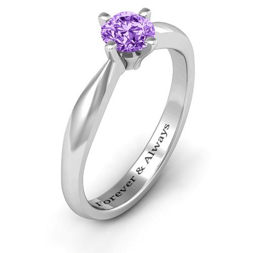 Sandra Solitaire Ring – Sterling Silver with Amethyst