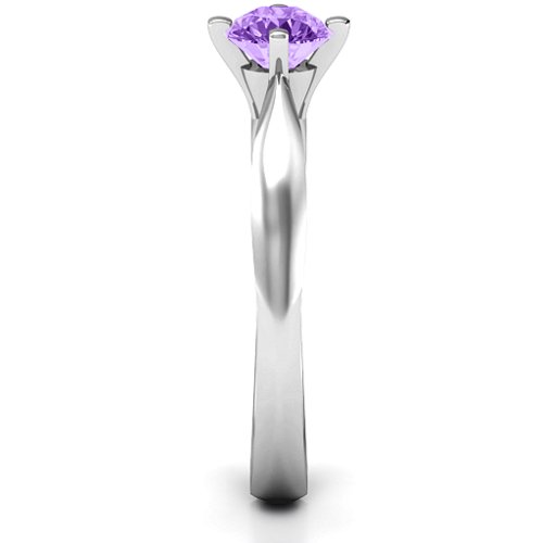 Sandra Solitaire Ring – Sterling Silver with Amethyst