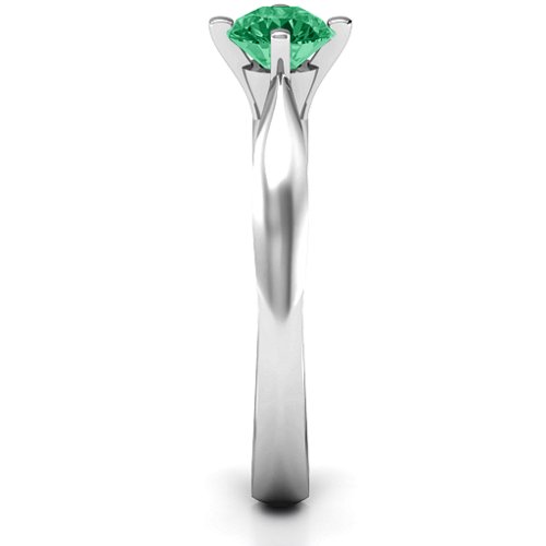 Sandra Solitaire Ring – Sterling Silver with Emerald