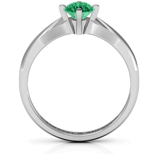 Sandra Solitaire Ring – Sterling Silver with Emerald