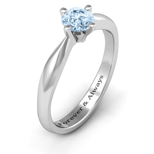 Sandra Solitaire Ring – Sterling Silver with Aquamarine