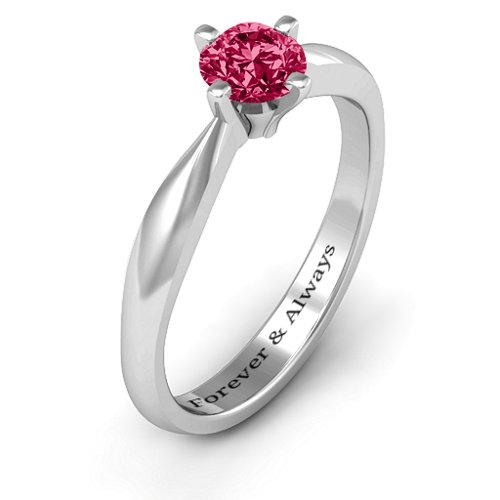 Sandra Solitaire Ring – Sterling Silver with Ruby