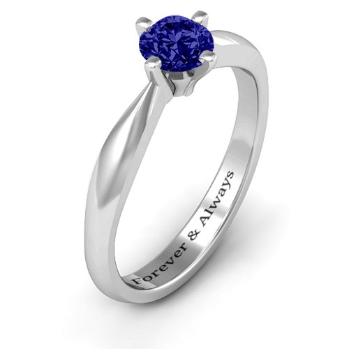 Sandra Solitaire Ring – Sterling Silver with Blue Sapphire