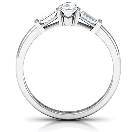 Marquise Cut Love Ring – Sterling Silver with Diamond