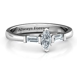 Marquise Cut Love Ring in 925 Sterling Silver with Diamond