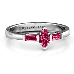 Marquise Cut Love Ring in 925 Sterling Silver with Ruby