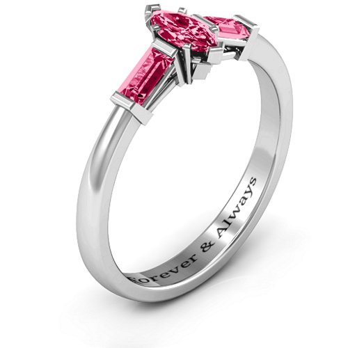 Marquise Cut Love Ring – Sterling Silver with Ruby