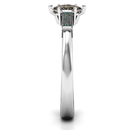 Marquise Cut Love Ring – Sterling Silver with Smokey Quartz and Alexandrite