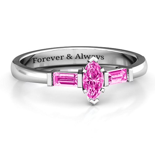 Marquise Cut Love Ring – Sterling Silver with Pink Tourmaline