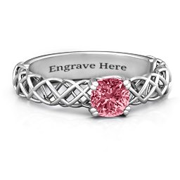 Tangled in Love Ring in 925 Sterling Silver with Red Premium Zirconia