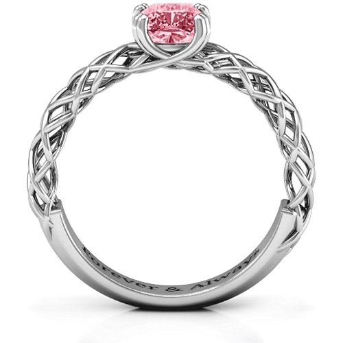 Sterling Silver Tangled in Love Ring with Red Premium Zirconia Stone ...